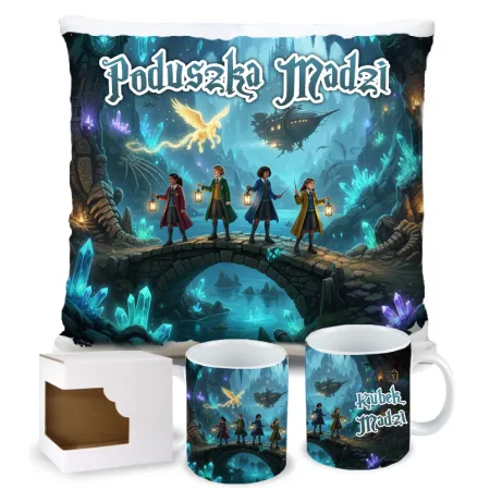 Magiczny zestaw prezentowy Poduszka i Kubek dla czarodzieja do szkoły magii